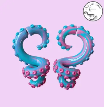 Pendientes estilo "fake gauges" 2 — Octopus Moon